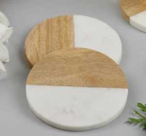 Factory Direct Round Marble <b>Coasters</b> Set Handmade Premium Natural Stone Heat Resistant Waterproof <b>Drink</b> <b>Coasters</b> OEM Wholesale - Product Image 3