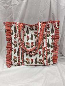 Bolsa de Compras Textil con Estampado Floral, Tamaño Grande, Asa Larga, Uso Diario - Product Image 1