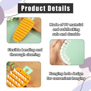 แปรงทำความสะอาดแบบโค้งงอสีส้มและสีขาว 2 ชิ้น หลายส่วน สำหรับผลไม้และผัก - Product Image 2