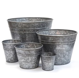 Classical Design White Patina Finishing Handmade White Washed Handmade Galvanized Metal <b>Square</b> Planters <b>Set</b> of 3 - Product Image 4