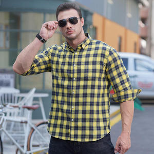 <b>Men's</b> <b>Yellow</b> Blue Striped Cotton Formal <b>Shirt</b> Full Sleeve Button Down Collar Spring Breathable Poplin Woven - Product Image 2