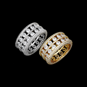 Unique Brilliant Cut Moissanite Pave Setting Engagement Anniversary Full <b>Iced</b> Hip Hop Man's Women's Classic Sterling Silver Band - Product Image 2