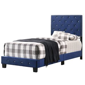 Elegante letto singolo imbottito blu navy - Categoria prodotto - Product Image 1