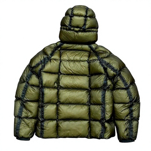 Chaqueta Acolchada con Capucha para Hombre, Color Verde Oliva, Rellena de Plumón, Cortavientos, Informal, para Invierno, con Cierre de Cremallera y Bolsillos - Product Image 2