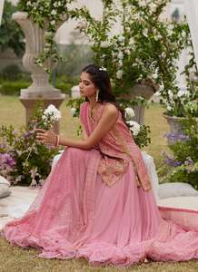 Pakistani Classic 100% Silk <b>Floor</b>-Length Nikah Dresses with Pearls Crystal Tassel - Product Image 5