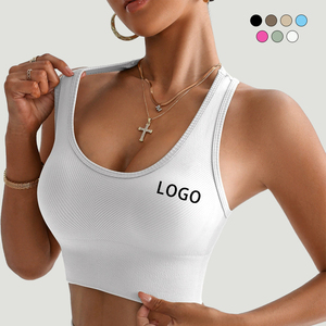 New Women's Scoop Neck <b>Racerback</b> Sports <b>Bra</b> Medium Support Solid Color Breathable Fitness Top Design Front Logo Sports <b>Bra</b> - Product Image 1