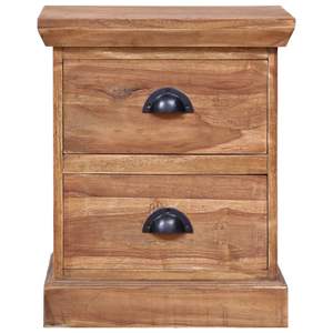 Commode de chevet en teck massif 15,7x11,8x19,7 pouces Marron - Product Image 2