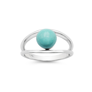 New Minimalist 100% Pure S925 Sterling Silver <b>Turquoise</b> Ball Gemstone <b>Ring</b> Bezel Setting Unisex Everyday Wear Gemstone Fine <b>Ring</b> - Product Image 2