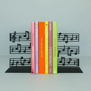 Sujetalibros decorativos con notas musicales de metal para estanterías, soporte para libros resistente, par, decoración para el hogar, oficina, biblioteca - Product Image 2