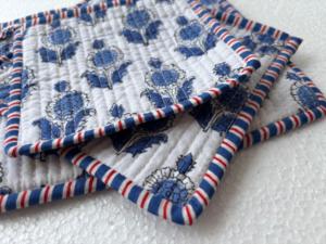 Block Print Quilted Pouch Artisan Toiletry <b>Bag</b> Cotton Makeup Organizer Handcrafted Cosmetic Case Sustainable Travel <b>Accessory</b> - Product Image 4