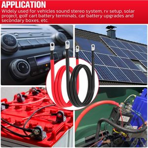 Cables de batería de cobre puro con aislamiento de PVC de 4 AWG con terminales de 3/8 pulgadas y 4 pies de longitud para audio de coche, energía solar, caravanas y carritos de golf. - Product Image 4