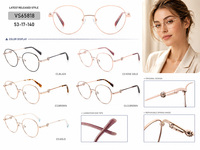 Montures de lunettes métalliques rondes fines à bordure complète OEM pour femmes, avec plaquettes de nez réglables, embouts de branches en acétate, logo personnalisé, vente en gros directe usine