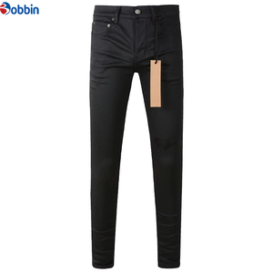 Custom Men's High <b>Elastic</b> <b>Waist</b> Printed Straight Leg <b>Jeans</b> Pants Customized Color & Design for Night Club - Product Image 1