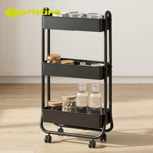 Carrito de Almacenamiento Metálico Moderno de 3 Niveles, Resistente y Delgado, con Ruedas y Fácil Limpieza, para Cocina y Sala de Estar, Contenedor de Alimentos - Product Image 6
