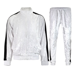 Traje de terciopelo con cremallera para hombre, traje ajustado con raya lateral, cierre frontal, 2 piezas - Product Image 3