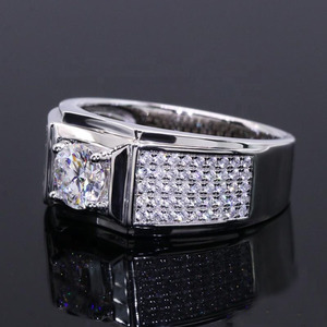 Women's Round Brilliant Cut Moissanite Diamond Engagement <b>Ring</b> 18K Gold Rhodium Plated Pave Setting Iced Out Classic Style - Product Image 3
