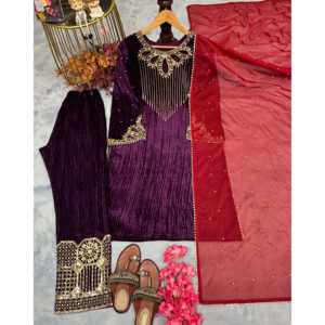 Ensemble haut et dupatta de soirée de créateur, magnifique plazzo et dupatta XL pour un look élégant - Product Image 1