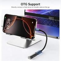 Adaptador OTG USB C Macho a Tipo A Hembra, Transferencia de Datos de 480 Mbps, Cable Trenzado de Aleación de Aluminio para Teléfono, Tableta y Portátil