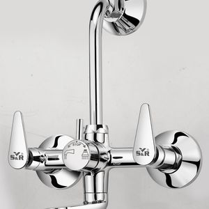 Mezclador de pared de aleación de zinc dos en uno con grifo de doble control de acabado cromado en forma de L, válvula desviadora para cabezal de ducha de baño, accesorio de fontanería - Product Image 1