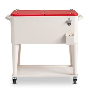 Contenitore Termico Rosso e Bianco da 80Qt con Tubo Quadrato e Tubo di Scarico, Congelatore Portatile con Funzionalità Essenziali - Product Image 1