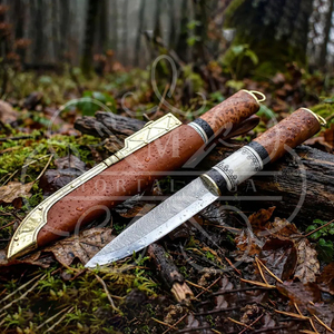 Couteau Pukkoo artisanal en acier inoxydable Damas, manche en bois de rose, lame fixe légère, multifonction, survie - Product Image 3