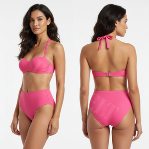 Custom Color & Size High Waisted <b>Bikini</b> Set Removable Straps <b>Push</b> <b>Up</b> Swimsuit Custom Logo Two Piece Beach Swimwear Bathing Suit - Product Image 3