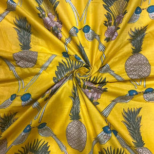 Wholesale Handmade Eco-Friendly Organic Cotton Fabric Hand Block Printed Tropical Bird Pineapple Pattern Curtain & <b>Bag</b> Fabric - Product Image 1