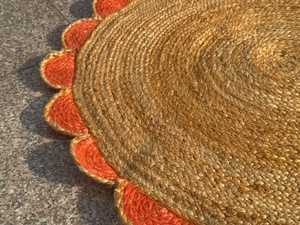 100% Handmade Braided Round Scallop Jute <b>Rug</b> | Eco-Friendly Anti-Slip Thick Natural Fiber <b>Boho</b> Area <b>Rug</b> Custom Size Wholesale - Product Image 4