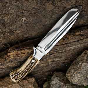 Cuchillo de Camping Premium al por Mayor, Hecho a Mano, de Acero D2, Cuchillo de Caza con Mango de Asta de Ciervo y Funda de Cuero Fino, Cuchillo Vikingo para Exteriores - Product Image 6