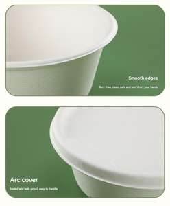 Eco-Friendly 400ml 500ml 750ml 1000ml 1500ml Pulp <b>Noodle</b> Soup Biodegradable Disposable Rice Bowls Lunch <b>Boxes</b> With Lids - Product Image 5