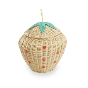 Cesta decorativa elegante para bebés y niños, hecha a mano con mimbre natural, organizador con forma de fruta. - Product Image 2