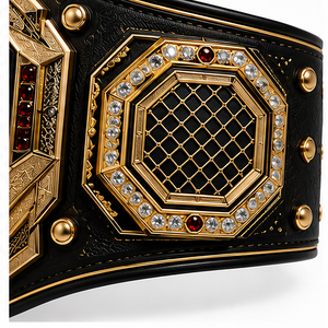 Ceinture de championnat unisexe personnalisée en quartz rose pour équipes, lutte, boxe, MMA, avec plaques métalliques, logo personnalisé, OEM, 2,2 m, 50 mm, droite - Product Image 5