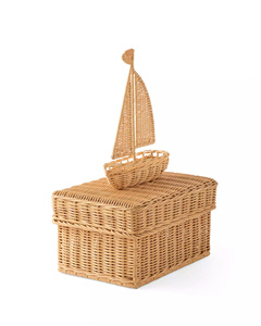 Sailboat Shaped Inspired <b>Storage</b> Ideal For Kid Room Toy Books Blanket <b>Storage</b> Handmade Rattan Basket - Product Image 1