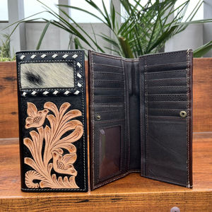 กระเป๋าสตางค์ใบยาวสำหรับผู้ชายหนังแท้อุปกรณ์ลายดอกไม้สำหรับ2025 - Product Image 6