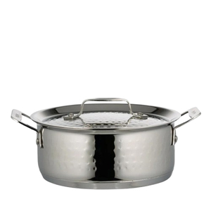 Casseroles en acier inoxydable et laiton, forme unique, rondes, finition cuivre antique, texture martelée - Product Image 4