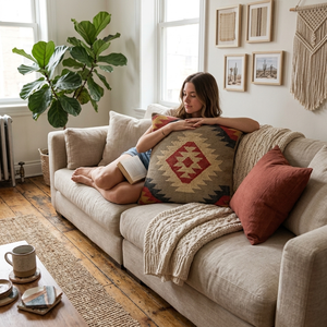 Handwoven Geometric Kilim Pillow Wool Jute Eco-Friendly Organic Non-Toxic Customizable Size Hotel Home Decorative Cushion - Product Image 6