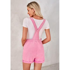 2025 femmes Style décontracté Jean barboteuses coupe ample Baggy extensible Denim combinaison avec poches été Shortalls avec Logo taille - Product Image 4