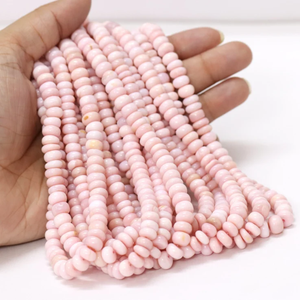 Cuentas de Ópalo Rosa en Forma de Rondelle: Piedra Preciosa Lisa, 5-8 mm, 13 Pulgadas - Product Image 1