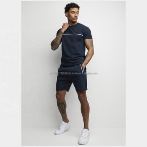 2024 nouveaux hommes plaine col rond court Logo personnalisé deux pièces Twin Set Premium qualité hommes double costume - Product Image 2