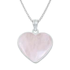 Simple Works - Colgante de Corazón de Piedra Natural Plateado en Plata para Mujer, Collar con Colgante de Cuarzo Rosa, Joyería DIY - Product Image 2