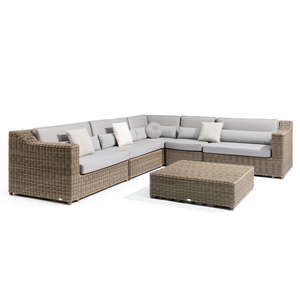 Fauteuil d'extérieur en osier avec coussin blanc, canapé de jardin contemporain une place en rotin PE, mobilier imperméable - Product Image 4