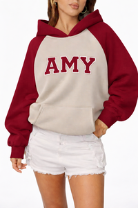 Sweat-shirt à capuche long et ample pour femme, en velours, avec logo sur le devant, coupe décontractée, chaud, style streetwear, pour l'hiver - Product Image 3