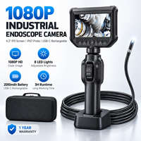 Caméra endoscopique industrielle 1080P avec écran IPS de 4,3 pouces, boroscope portable IP67, garantie 1 an pour l'inspection des tuyaux automobiles