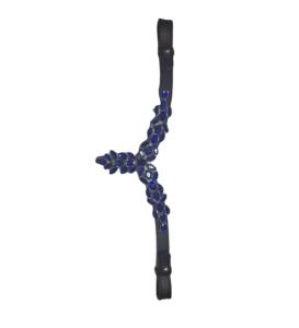 สายคาดหน้าผากม้าหนังแท้ทำมือสไตล์ตะวันตก ประดับด้วยคริสตัลสีน้ำเงิน - อุปกรณ์ป้องกันศีรษะม้าที่สวมใส่สบายและทนทาน - Product Image 1