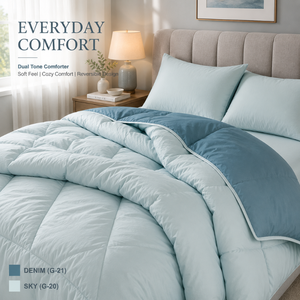 500 GSM Denim Sky Reversible Dual Tone Microfiber Comforter | Soft All Season <b>Bedding</b> <b>Quilt</b> for Home Hotel and Guest Bedroom Use - Product Image 5