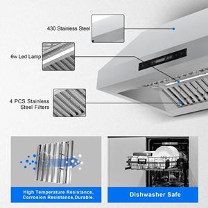 Campana extractora de 30 pulgadas para debajo del gabinete con 900 CFM, acero inoxidable, 3 velocidades, controles táctiles y por gestos - Product Image 3