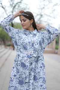 Vestido corto indio hecho a mano con estampado de bloques de algodón para mujer, vestido elegante para fiesta, regalo de novia personalizado para ella en oferta - Product Image 5