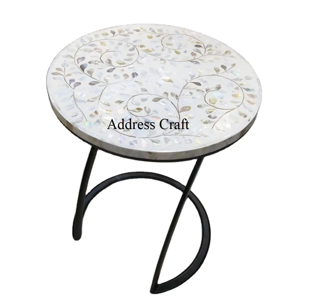 MOP Inlay Top And Iron Stand Use In Product Round Table Stylish Coffee Table/Centre Table