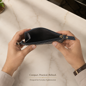 กระเป๋าใส่บัตรหนังวัวแท้แบบพรีเมียม พร้อมซิป ป้องกัน RFID  ตกแต่งลายหนัง - Product Image 2