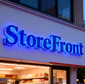 שלט חזית לחנות, שלט חיצוני, לוחות פרסום, תאורת לד, אותיות מתכת תלת מימד, לוח תאורה בהתאמה אישית, דלתות ברזל לעסקים - Product Image 2
